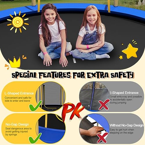 SPOTRAVEL Outdoor Trampoline with Enclosure Net, Safety Pad and Galvanized Steel Springs, Recreational for Kids & Adults (8FT, Yellow) - Image 4