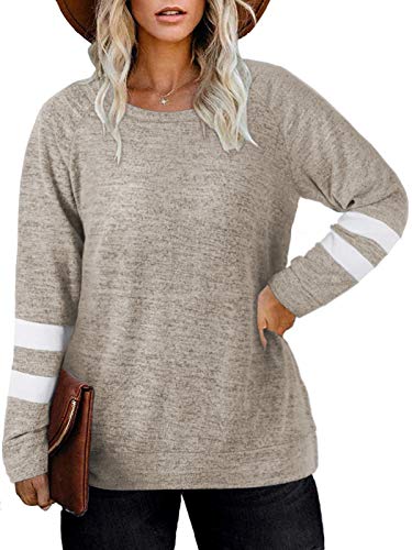 DOLNINE Plus Size Shirts for Women 4X Long Sleeve Winter Tunic Tops Khaki-28W