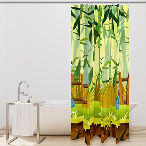 Rideau de douche forêt de bambou contre les fuites d'eau : imperméable 183x183 - 3