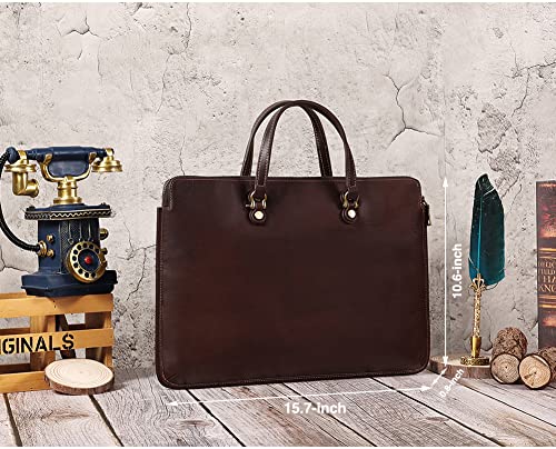 Leather Laptop Sleeve 13-15 Inch Case, Luxffel Crazy Horse Leather Laptop Case With Handle, Compatible With Macbook Air 13, Macbook Pro 13/14/15, Surface Pro 8/9/X & Laptop 3/4/5, Dell Xps 13/15 #TOP4