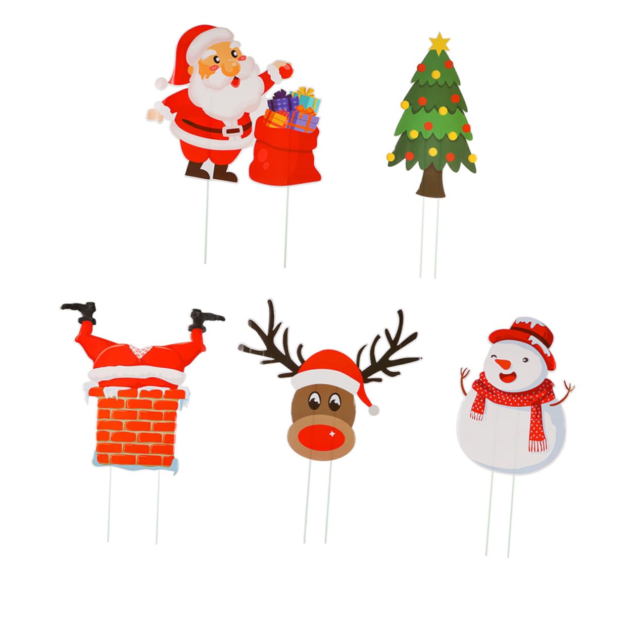 Panneaux de Noël pour jardin avec piquets : lot de 5 décors extérieurs