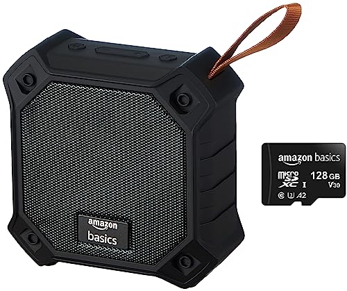 Amazon Basics 128GB microSDXC Memory Card with Full Size Adapter && 5W Bluetooth 5.0 Speaker, Upto 36 Hrs Playtime, True Wireless Technology, Built in Mic, Multiple Connectivity Modes (Black)