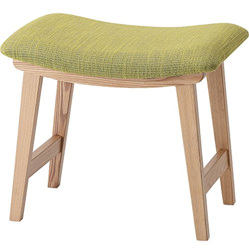 AZUMAYA Home Wooden Tropez Low Stool Textile Fabric Seat Light Green Chair CL-790CGR