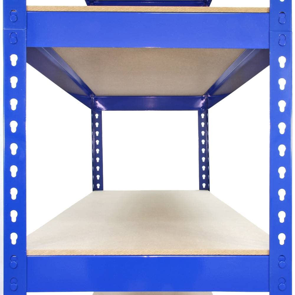 Estantería Azul Q-Rax De Acero Sin Tornillos 120x50x182.5cm 5 Estantes Almacenamiento Almacenaje Herramientas Taller Almacén Garaje Estanteria Metalica Industrial Capacidad Peso 200kg por Estante