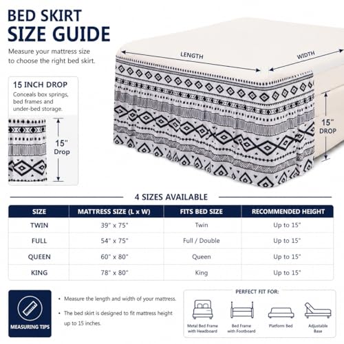 Faldon de cama King de microfibra suave con caida elegante de 15 pulgadas 4