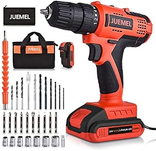 Cordless Drill with 2 Batteries, JUEMEL 20V Power Drill, Electric Screwdriver Drill Set (2 Battery 1500mAh / Charger / 18+1 Clutch / 2 Variable Speed / 3/8inch Chuck) for DIY Project
