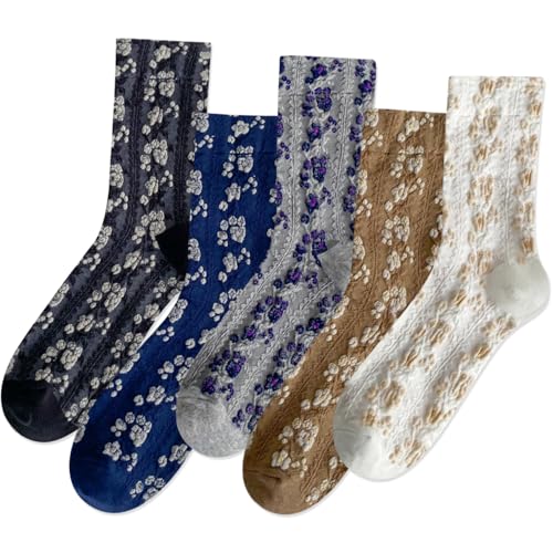 Image of IIG Womens Novelty Cotton Crew Socks Cute Animals Socks Fun Flower Socks (fit women's shoe size 5-9)