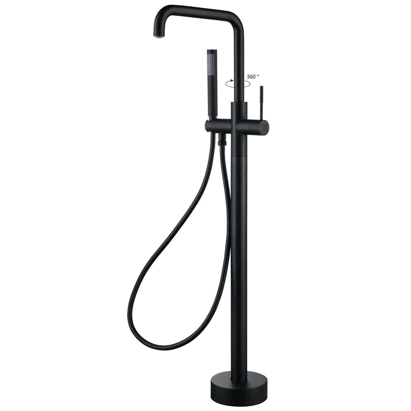 Robinet de baignoire sur pied noir mitigeur pivotant et douchette laiton