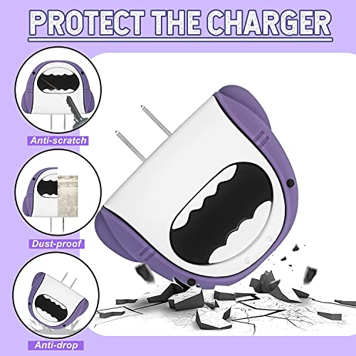 Image of Meyaar Silicone Protective Case for Apple 20W & 18W iPhone USB-C Power Adapter Charger and for USB Lightning Cable, 3D Cartoon Case for iPhone Charger 18W /20W Only (Shark (Grey))
