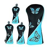 Golfschläger Kopfabdeckungen,4 Stück Schmetterlingsmuster Golf Zubehör Set - Driver Schoner | für Golfer