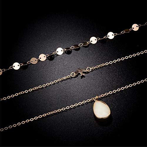 Chmier Bohemia Layered Choker Necklace Gold Disc Choker Dove Necklace Gemstone Necklace Pigeon Gem Charm Pendant Necklace Peace Jewelry For Women And Girls #TOP5