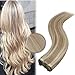 Produktbild YoungSee Remy Echthaar Tressen Extensions zum Einnähen Blond Strähnchen Weave Hair Human Bundles Aschblond mit Blond Glatt Weaving Human Hair Sew in Tressen Echthaar 100g 55cm