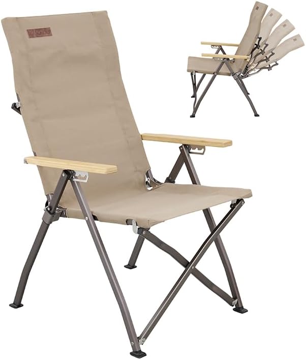 Kakadu Revived - Silla reclinable ajustable con 4 posiciones reclinables, lona reciclada de alta resistencia con marco de aluminio resistente y