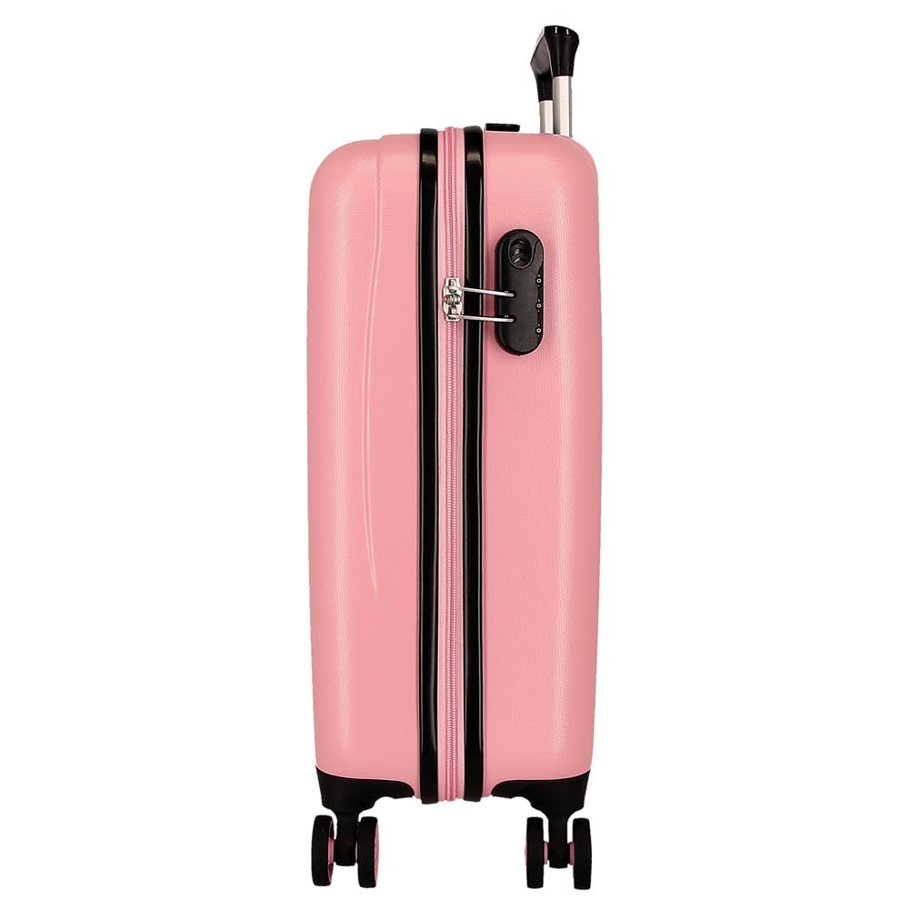 Disney La valigia rigida per bambini Minnie Heads con lucchetto a combinazione e 4 ruote è un bagaglio a mano realizzato in ABS, un materiale rigido e leggero.