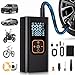 QKMPOM 180PSI Tire Inflator Portable Air Compressor, 6X Faster Air Pump for Car Tires with Digital Pressure Gauge, 12V DC Adapter, LED Light, Portable Tire Inflator for Car, Motorcycle, Bike, Balls