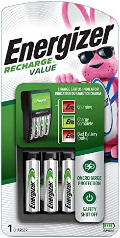 Energizer Rechargeable AA and AAA Battery Charger (Recharge Value) with 4 AA NiMH Rechargeable Batteries