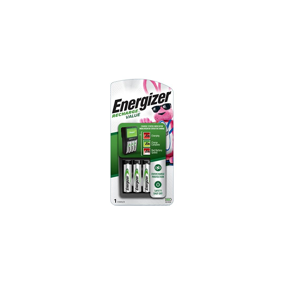Energizer Rechargeable AA and AAA Battery Charger with 4 Rechargeable AA Batteries, Recharge Value Battery Charger for…