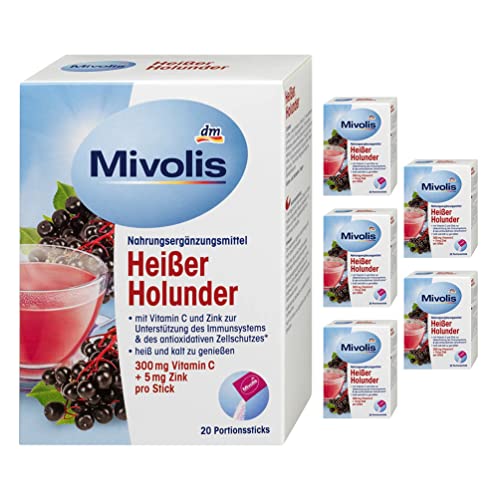 Mivolis Hot Elderberry Portion Sticks 20 Pieces X 6 Packs | Gluten Free, Vegan | To Be Enjoyed Hot And Cold #TOP4