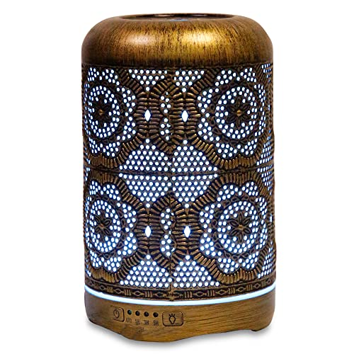 Difusor de aroma, 260 ml, humidificador ultrasónico de metal, difusor de aromaterapia, para aceites esenciales, humidificador, versión actualizada, 7 colores para el hogar, la oficina o el yoga Cover