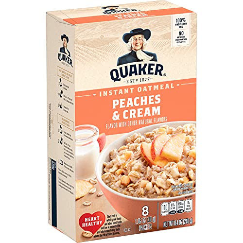 Image of Quaker Instant Oatmeal, Peaches & Cream, 1.23 Ounce (Pack of 8)