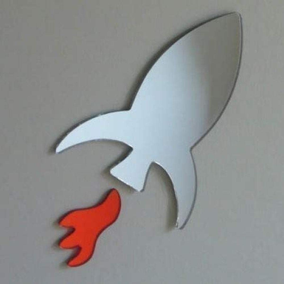 Rocket and Red Flame Mirror 12cm x 7cm, Silver