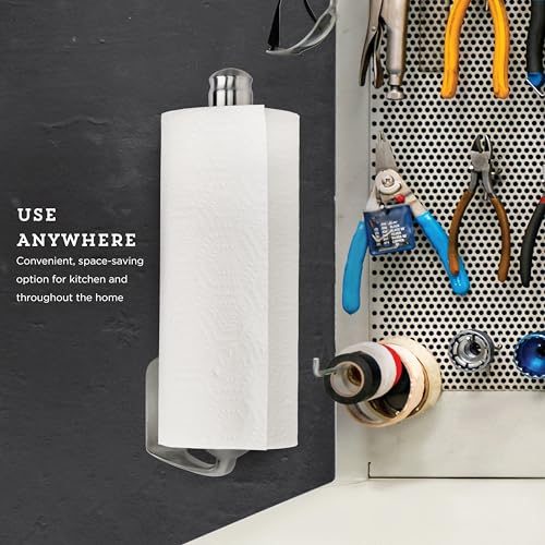 Kamenstein Perfect Tear Patented Wall Mount Paper Towel Holder, 14-Inch, Silver, Rounded Finial - Image 5