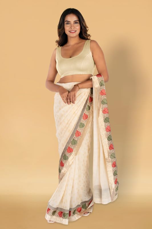 Image of Abhi Cotton Readymade Saree Blouse for Women- Sleeveless, U-Neck, Regular-fit, Stretchable, Pull-on Style
