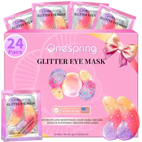 Eye Masks (24 Pairs) - Gift for Her - Tri-color Under Eye Patches for Dark Circles, Puffiness, Wrinkles, Soothing & Hydrating, Skincare Eye Gel Pads, Beauty Essential for Women, Easter Basket Stuffers