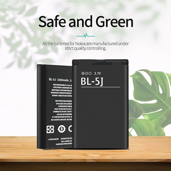 [1500mAh] BL-5J Replacement Battery(2025 New Upgrade) Compatible with Nokia N900 5230 Lumia 520 521 525 Battery