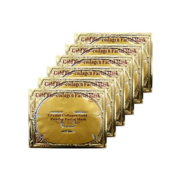 Ruzzut 24k Gold Gel Collagen Facial Masks - Skin Care Gold Hydrating Face Sheet Mask with Hyaluronic Acid & Hydrolyzed Collagen for Anti Wrinkles and Fine Lines, 6 PCS