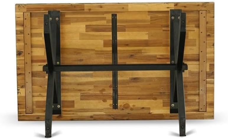 Distressed Jacobean 60" Dining Table with Wire Brushed Black Legs