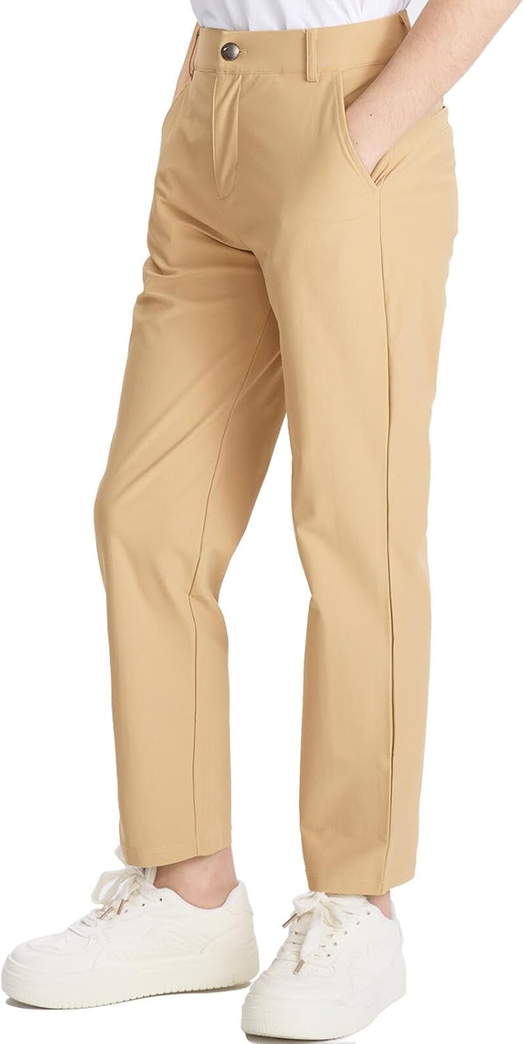 DEVOROPA Youth Boy's Golf Pants Quick Dry Athletic Chino Flat Front Pants Kids School Uniform Clothes