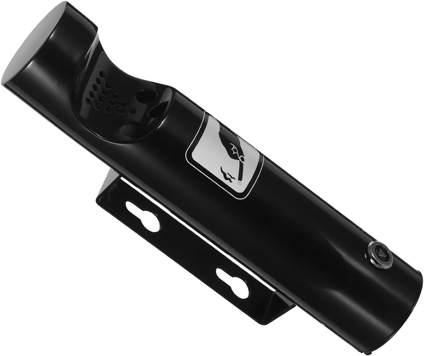 Outdoor Wall Mount Cigarette Butt Container Stainless Steel Black Ashtray with Lid Windproof Smoking Receptacle for Parks and Patio Use