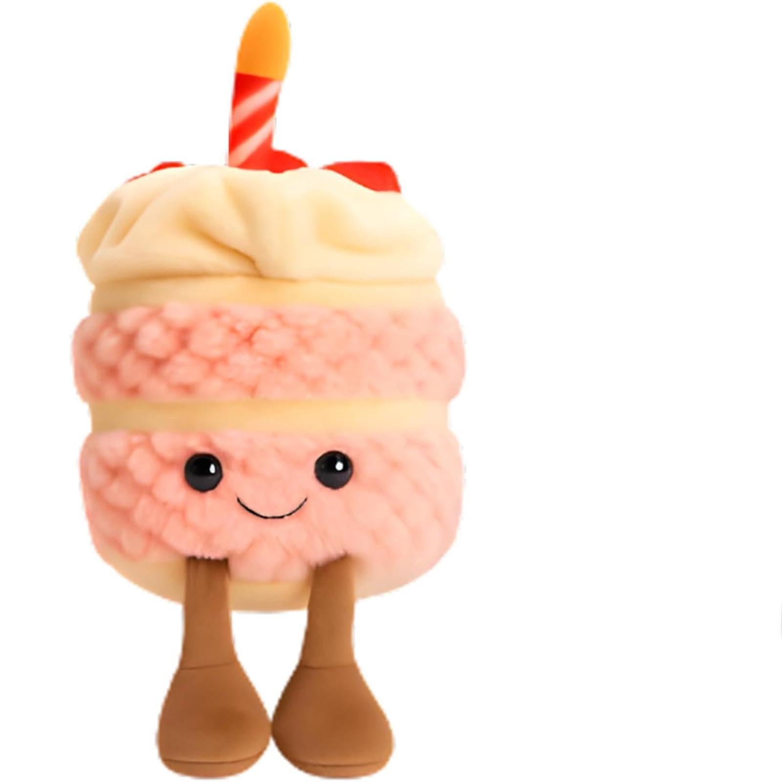 Pink Birthday Cake Plushie Toy, 28cm Birthday Plush, Soft Cute Plushies