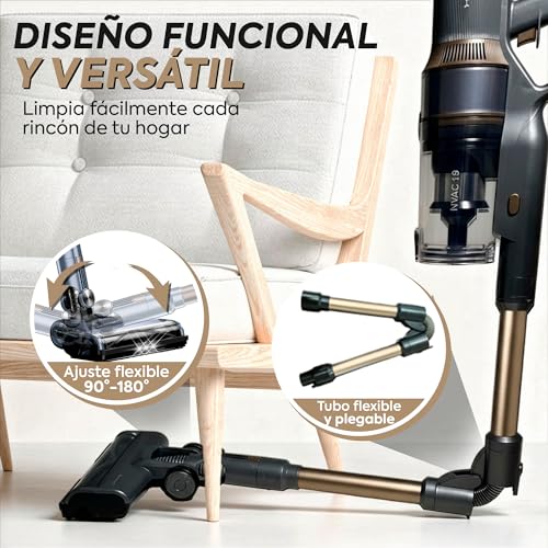 NARVI Aspiradora de Mano sin Cable 500W, Succión Potente 150AW - Hasta 70min Autonomía Batería Extraíble 29.6V, Filtro HEPA, Cepillo Antienredos con Luz LED – Aspirador sin Cable para Mascotas y Hogar - imagen 3