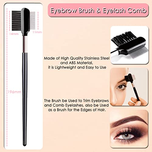 KINGMAS 5 Pieces Fine Eyeliner Brush, Angled Eyebrow Brush, Eyelash Separator and Lash Spoolie, Brow Comb Grooming Makeup Tool (B. 5 Pieces Set)
