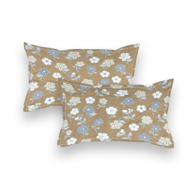 Image of NHD HOME Pure Cotton Flat Double Bedsheets with 2 Pillow Covers | Double Bed Breathable | Wrinklefree | Soft 200tc Supersoft | 228 x 225 Cm| White Grey Floral
