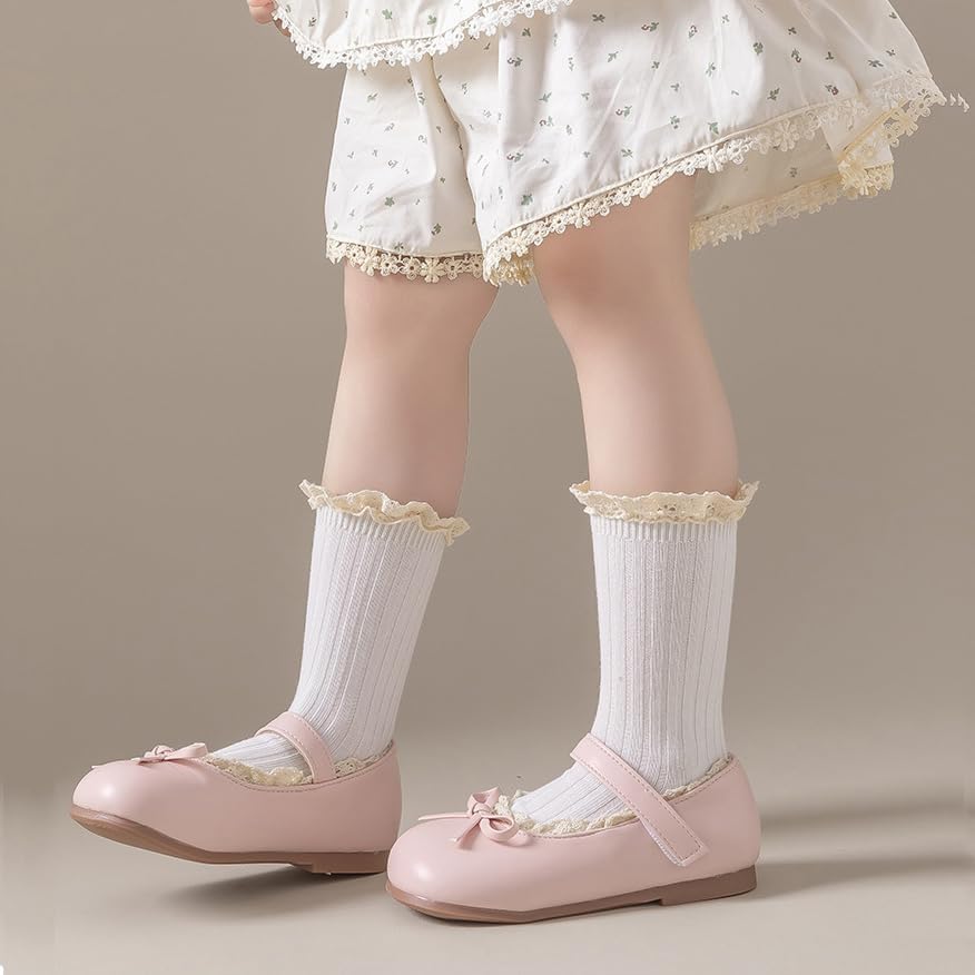 Miniatura 6 de XiPriway Calcetines de encaje con volantes vintage para niñas pequeñas, calcetines de tobillo para niñas