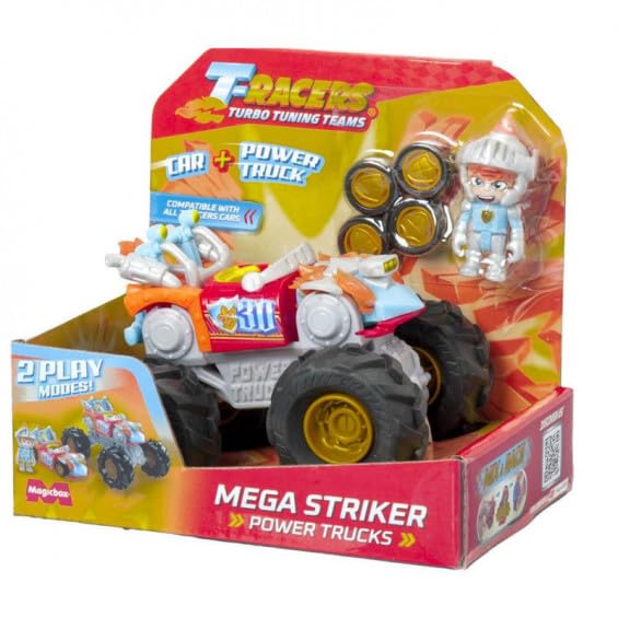 T-RACERS Power Truck Mega Striker – Súper vehículo con 1 piloto y 1 vehículo exclusivos. Compatible con otros coches T-Racers