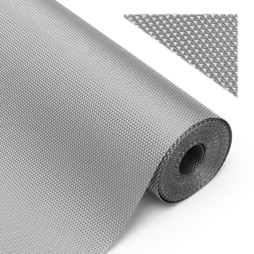 Tappetino per cassetti da cucina, 45 x 500 cm, Eva Shelf Liner, rivestimento per frigorifero con tavolo da frigorifero, impermeabile, resistente, per mobili da cucina, frigorifero e scaffali (grigio)
