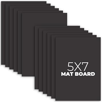 Frametory 12-Pack 5x7 Uncut Mat Boards, Black | Acid-Free Picture Backing Boards for Frames, Photos, Art & Crafts