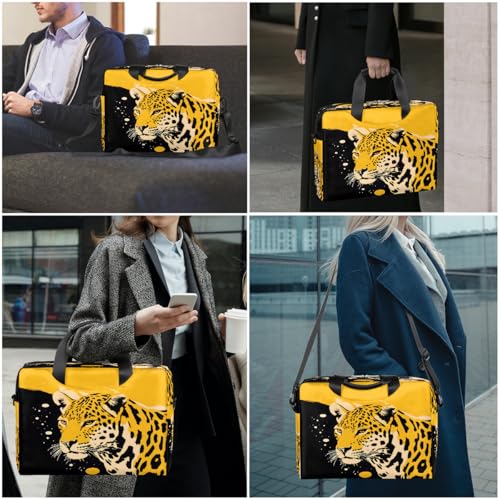 Maletín para laptop 15.6-16 pulgadas estampado leopardo amarillo miniatura 2