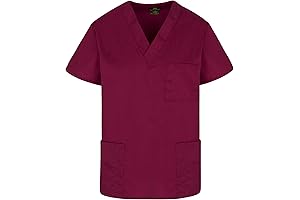 Classic Unisex 3 Pocket Burgundy Scrub Top