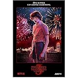 Finn Wolfhard Looking Scared Chin Down w/Fireworks Behind Him - 8in x10in Photograph
