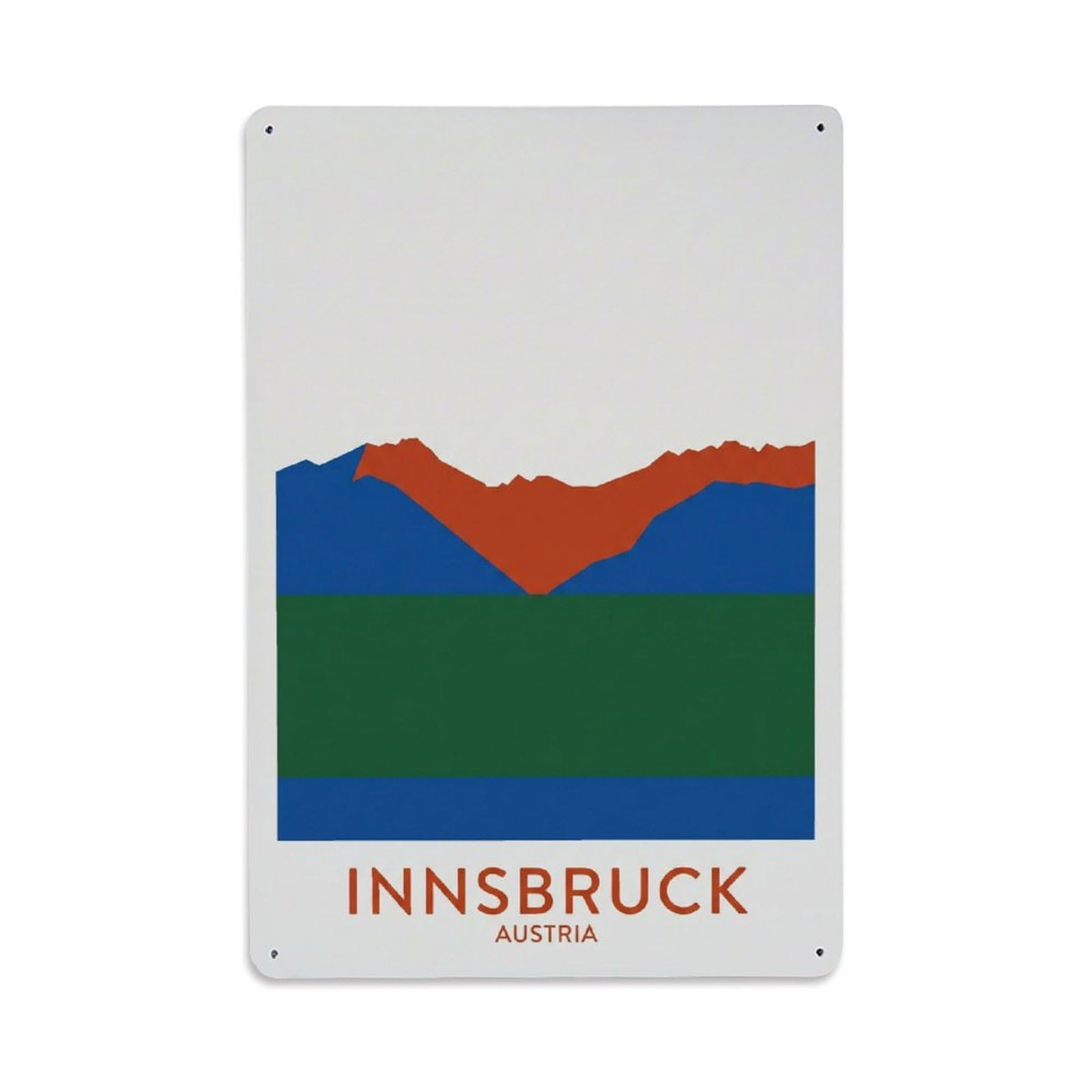 Olhnbad Style Mountain Innsbruck Austria Minimalist Alpine Travel Metal Tin Sign