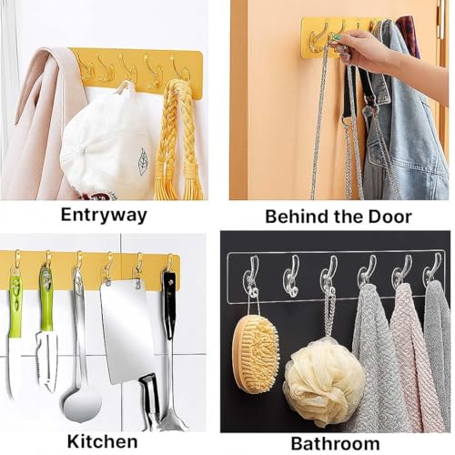 Image of 1 Piece Self Adhesive Wall Hooks for Kitchen Organizer No Drilling Stainless Steel Hooks Heavy Duty Waterproof Hooks for Home Bathroom Bedroom Keys Bags Towels Strong Wall Hanger (1 PCS)