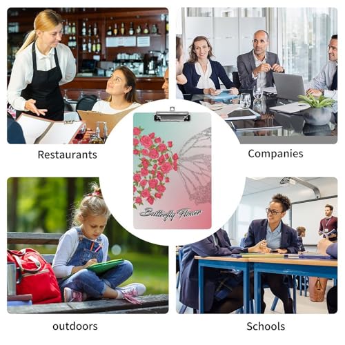 Planchettes à pince A4 rose papillon pour écrire debout sans table