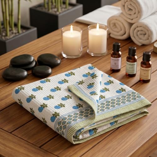 Image of Mafatlal Madhuban Soft & Absorbent Cotton Bath Towel (147x76 cm) | 250 GSM | Lightweight, Quick Dry, Floral Design