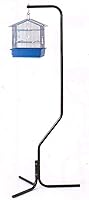 Mcage Heavy-Duty Tubular Steel Hanging Bird Cage Stand with Strong Metal Hook - 24x24x63 Inch for Small Birds, Black
