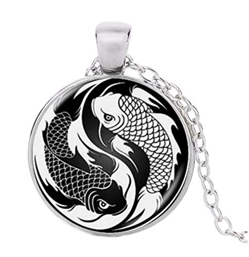 Preisvergleich Produktbild Unbekannt Générique Halskette mit Anhänger Fische, Motiv Yin & Yang.